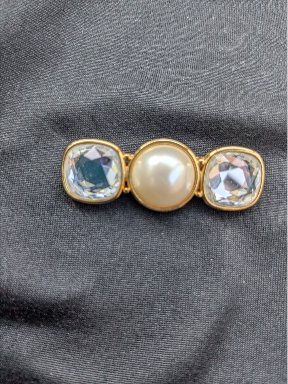 ColorVella Vintage Gold Tone Faux Pearl and Crystal Brooch Pin